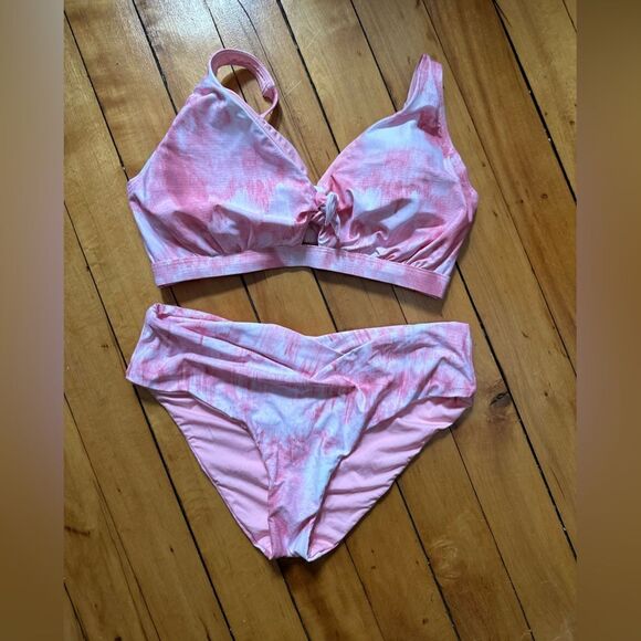 Birdsong Retba Waves Pink White Bikini Top and Bottom Size 36 Top, L Bottom NWOT - Picture 4 of 11